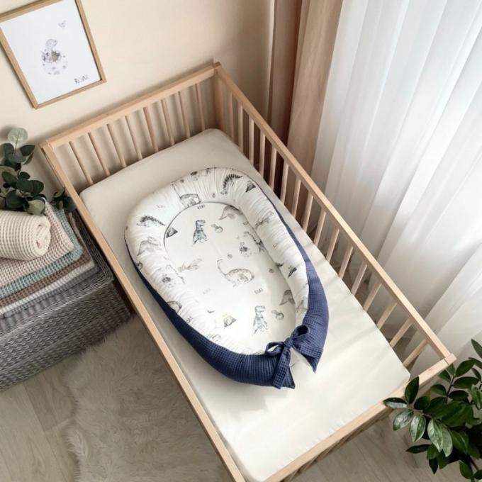Protectie somn – Baby Nest vafe Dino albastru (8)